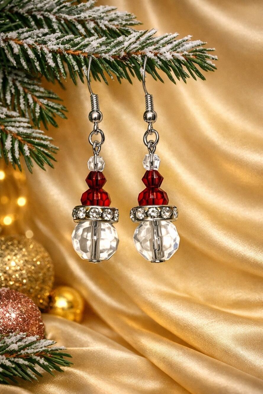 Handmade Santa Fishhook Earrings: Fun & Festive #C13